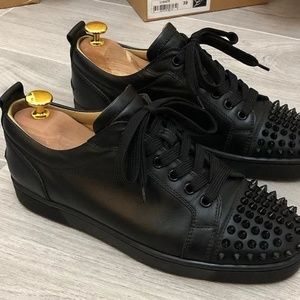 Christian Louboutin black calf junior spikes sneak